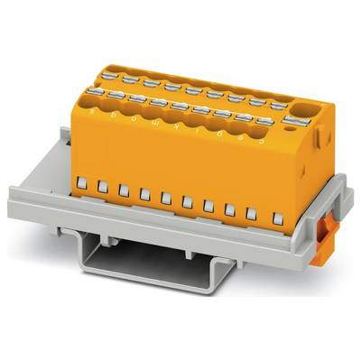 Oranžový elektrickej svorkovnica s viacerými bodmi pripojenia upevnená na sivej základni, ktorá sa používa na upevňovanie a organizáciu drôtov.