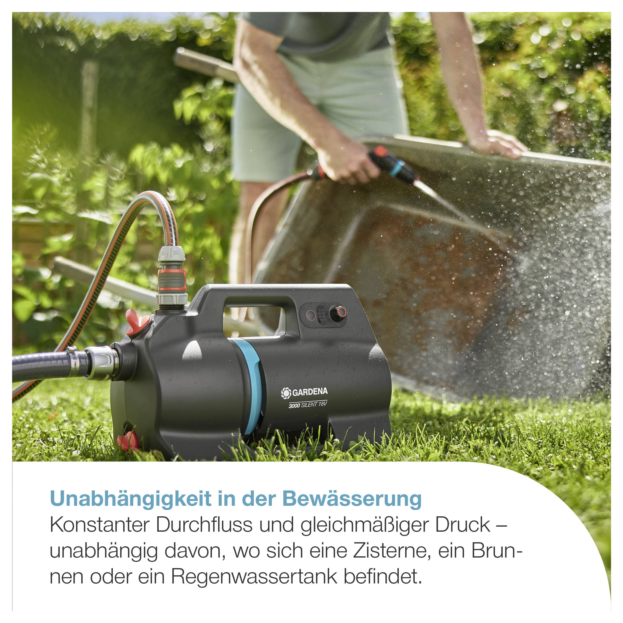 GARDENA Akku-Gartenpumpe 3000 Silent 18V P4A solo Záhradné čerpadlo na akumulátory 3000 l/h 30 m-1