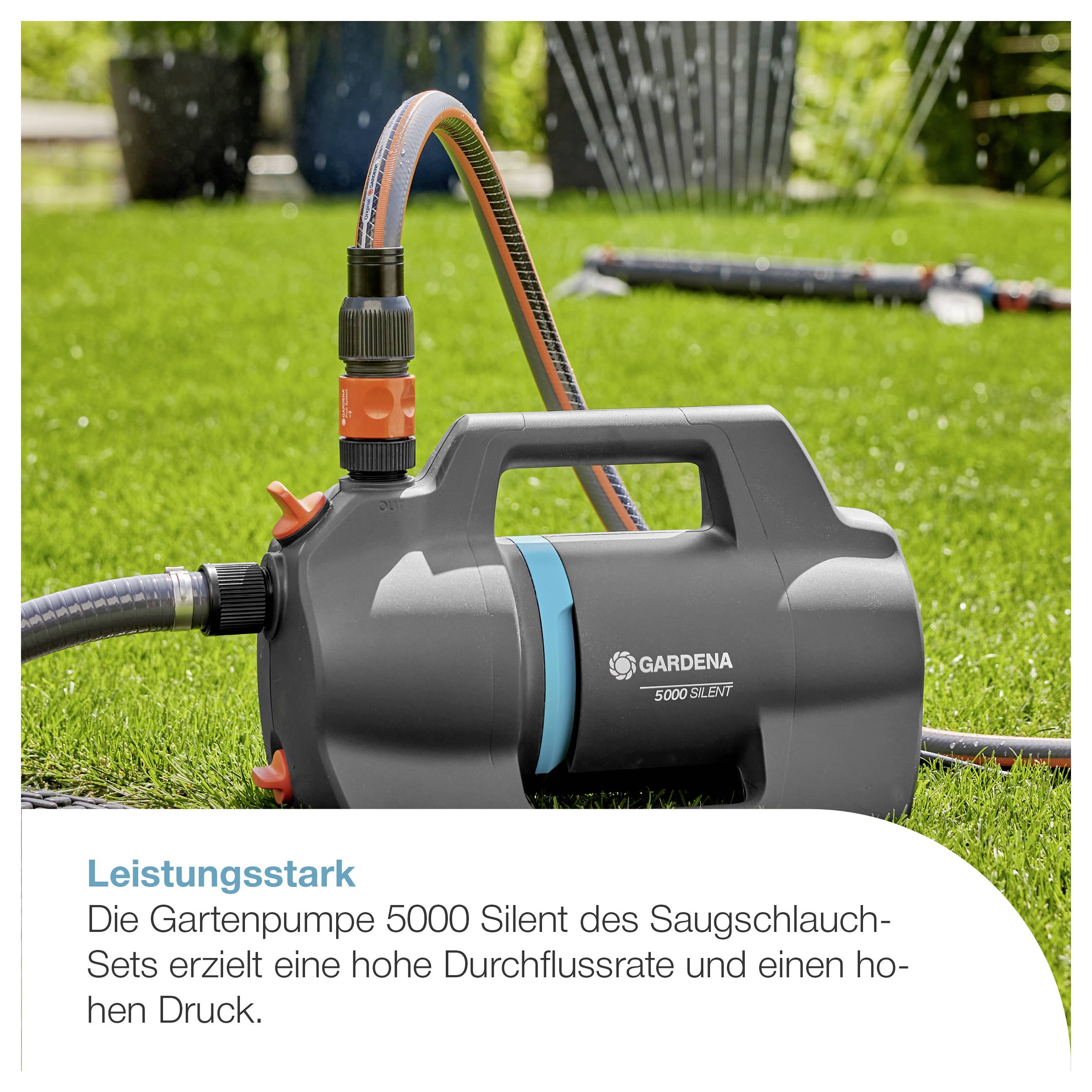 GARDENA Gartenpumpe 5000 Silent Saugschlauch-Set sada záhradného čerpadla 5.100 l/h-5