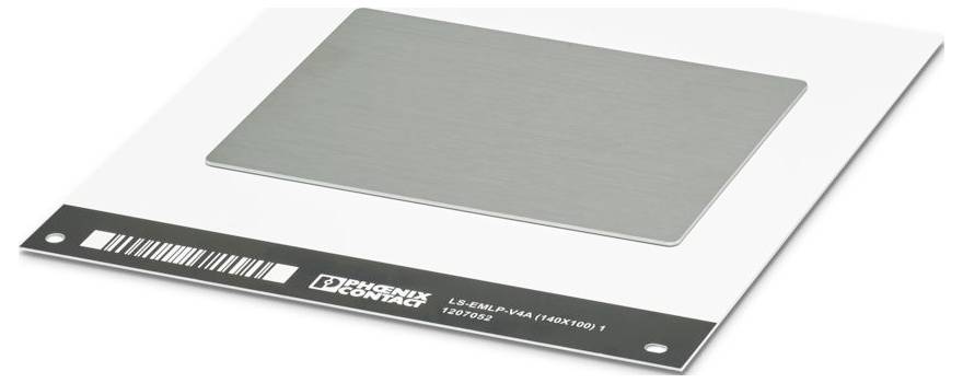 Phoenix Contact 1207052 LS-EMLP-V4A (140X100) 1 Apparaatmarkering Montagemethode: Plakken Markeringsvlak: 100 x 140 mm Zilver Aantal markeringen: 1 5 stuk(s)