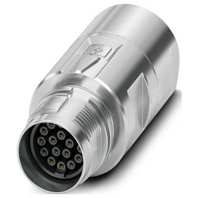 Valcovitý kovový konektor s viacerými kolíkmi, používaný na elektrické pripojenia v priemyselnom alebo technickom prostredí.