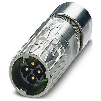 Kovový valcový elektrický konektor so štyrmi pozlátenými kolíkmi, používaný pre priemyselné alebo audio zariadenia, zobrazený v detailnom zábere.