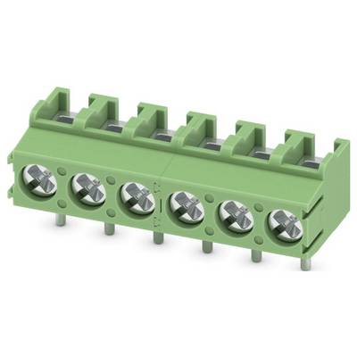 Zelený terminálátor so skrutkovacími svorkami, s ôsmimi spojovacími bodmi na elektrické vedenie.