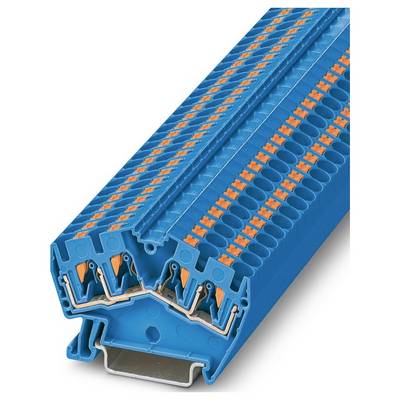 Zblízka pohľad na modrý a oranžový modulárny terminálov blok so spojovačmi, ktorý ukazuje vnútornú elektrickú inštaláciu a štruktúru na použitie v elektrotechnike.