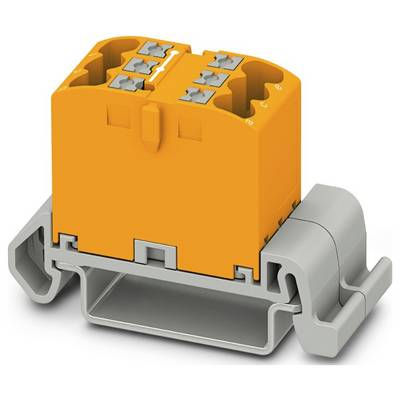 Oranžový a sivý elektrický svorkovnicový blok s viacerými prípojnými bodmi, navrhnutý na zaistenie a organizáciu elektrických vodičov.
