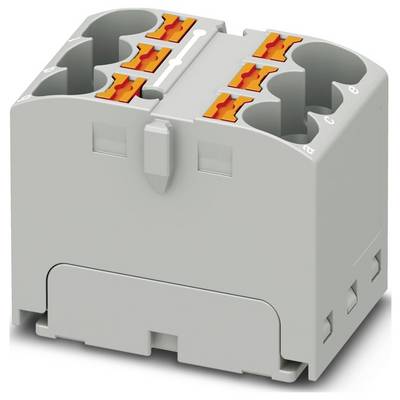 Biely modulárny priechodný zvorka s viacerými priechodmi a oranžovými páčkovými zámkami pre bezpečné vedenie v elektrických systémoch.