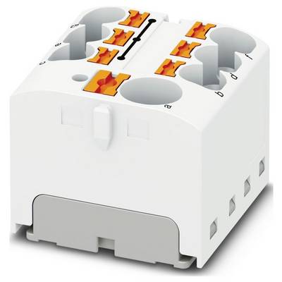 Zásuvný konektor s ôsmimi slotmi, označenými a-d a 1-4, s oranžovými páčkami. Určený na spojovanie káblov v elektrických systémoch.