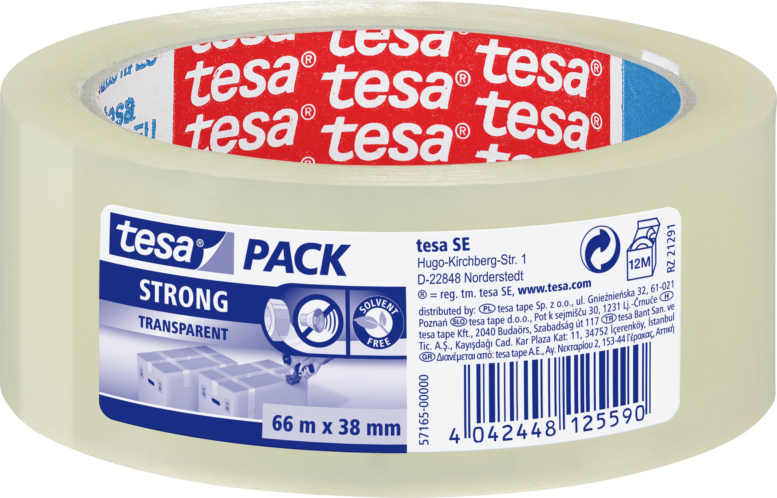 Rola priehľadnej baličnej pásky značky "tesa" označená ako "strong". Páska má dĺžku 66 metrov a šírku 38 mm.