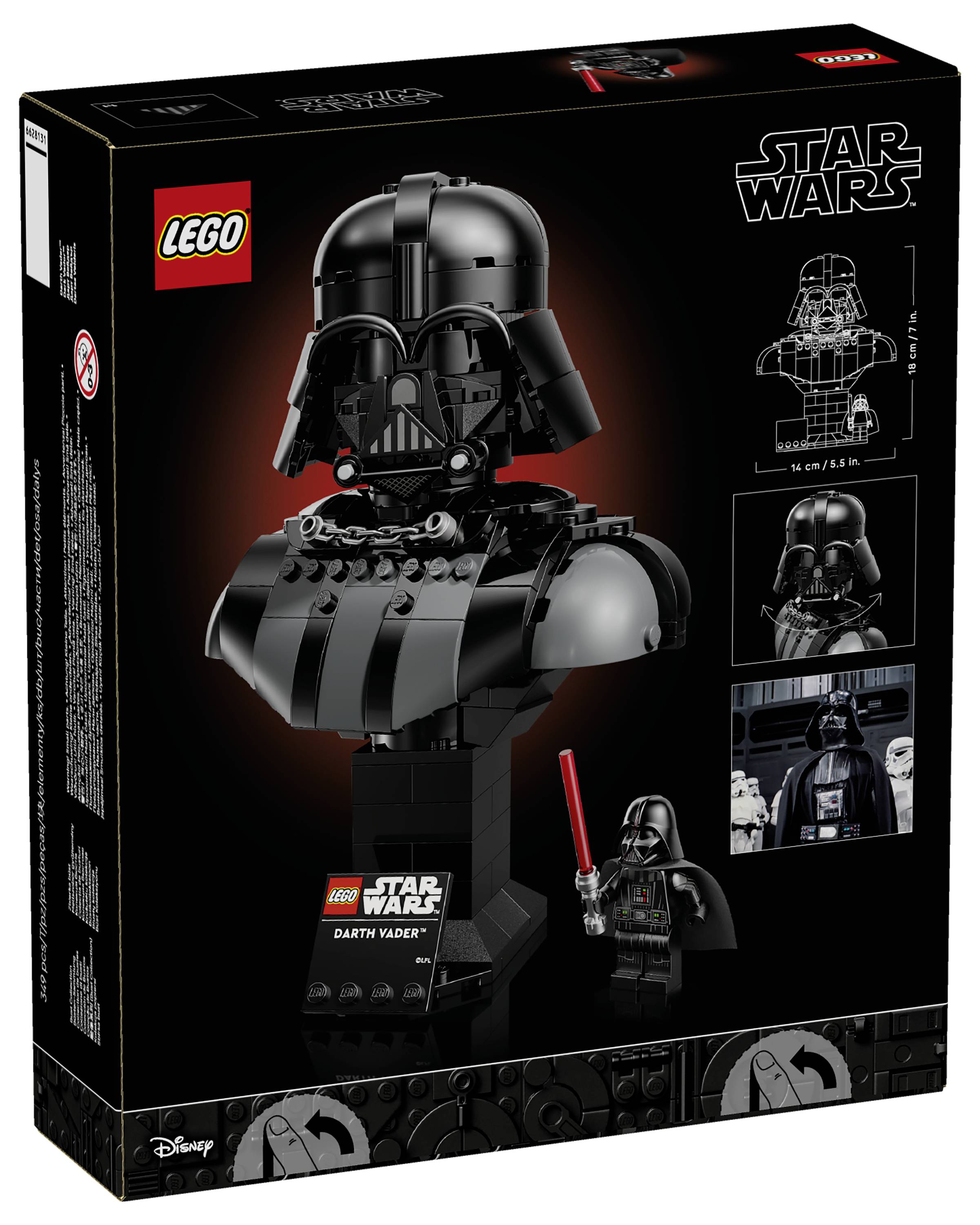 LEGO krabica s postaviteľným modelom Star Wars Darth Vadera s čiernou prilbou a plášťom, mini figúrkou Vadera a značením série.