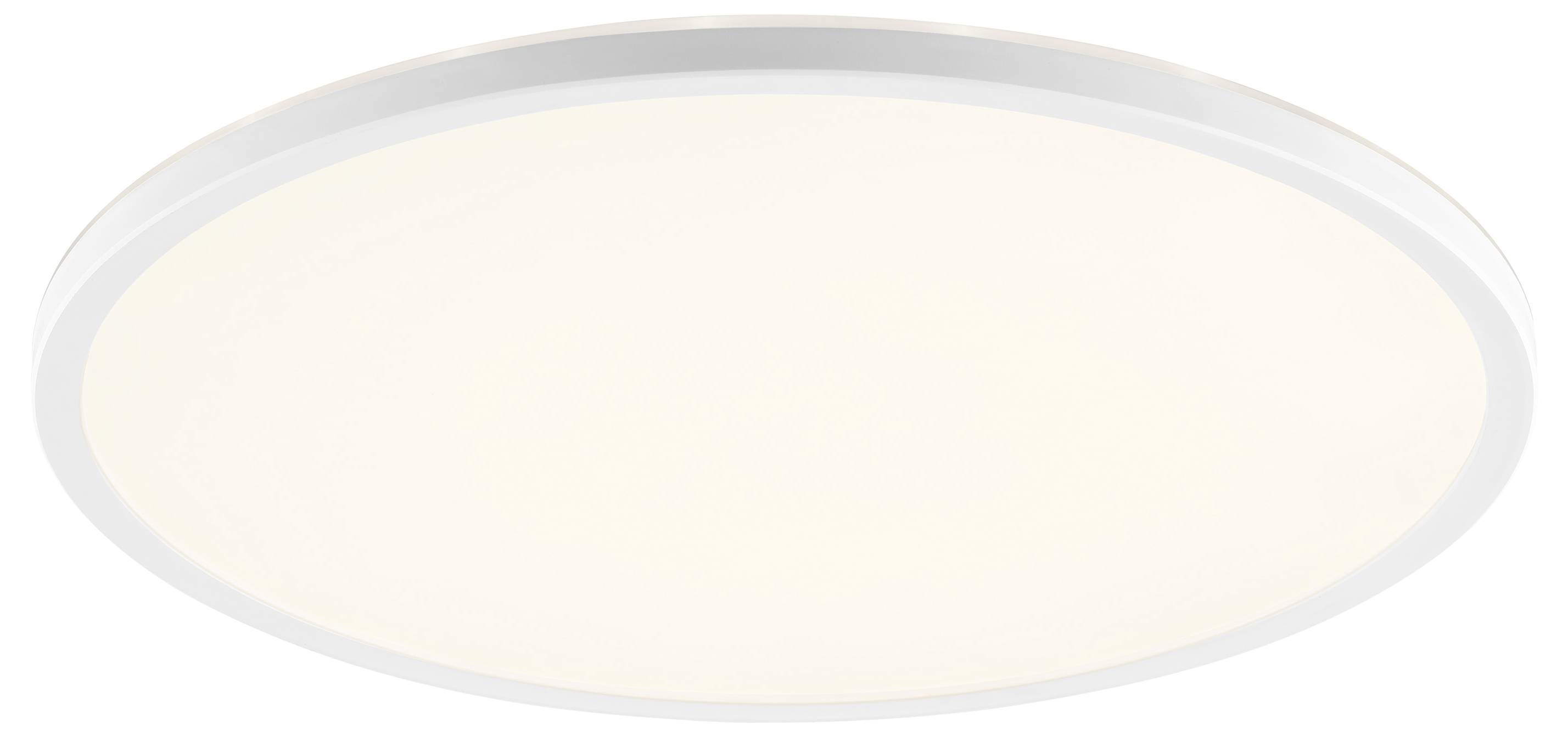 Biele, kruhové stropné LED svietidlo s elegantným, minimalistickým dizajnom.