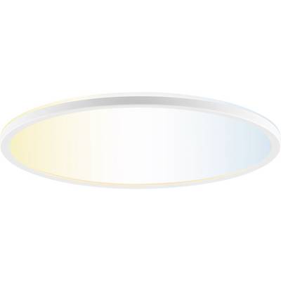 Kruhové stropné LED svietidlo s prechodom od teplej žltej po chladnú modrú, ilustrujúce nastaviteľnú farebnú teplotu pre priestorovú atmosférickú svetelnú výbavu.