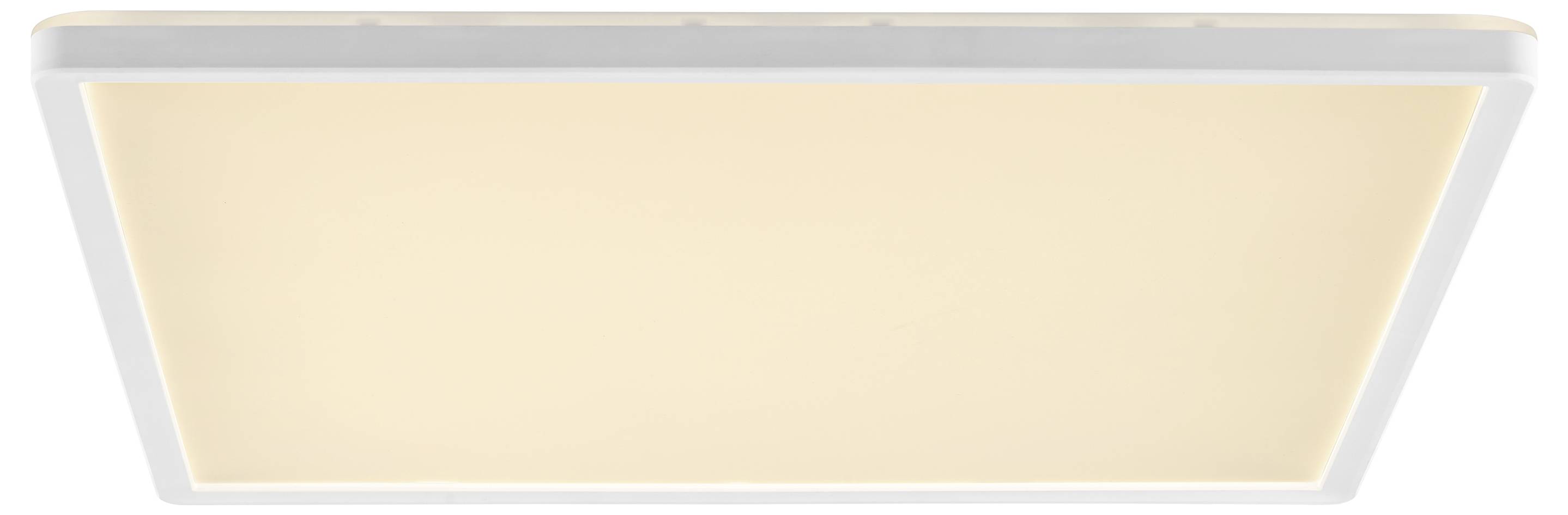 Obdĺžnikové stropné svetlo s jemným, teplým svitom.