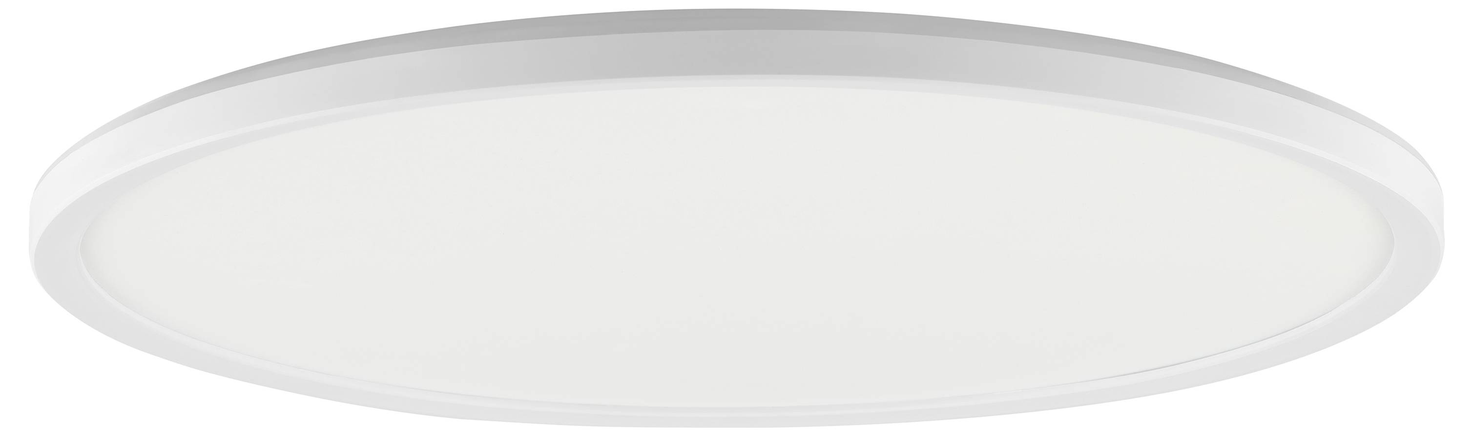 Okrúhle, biele stropné svetlo s elegantným, moderným dizajnom, namontované rovnomerne na povrchovom múre stropu.