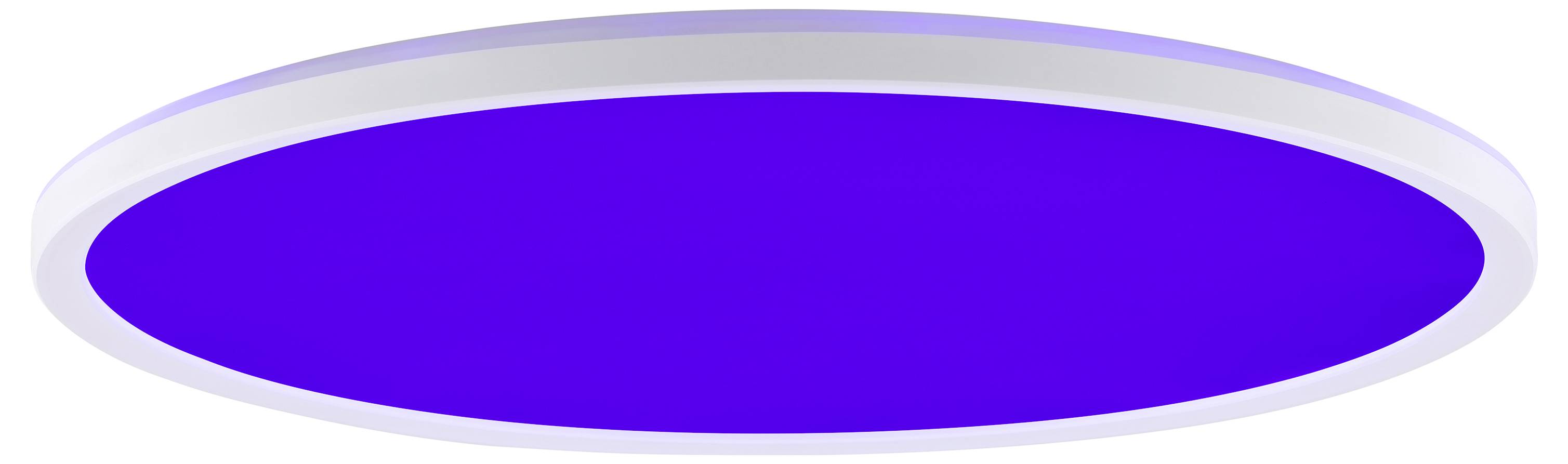 Okrúhle stropné LED svietidlo so žiarivým modrým svetlom.