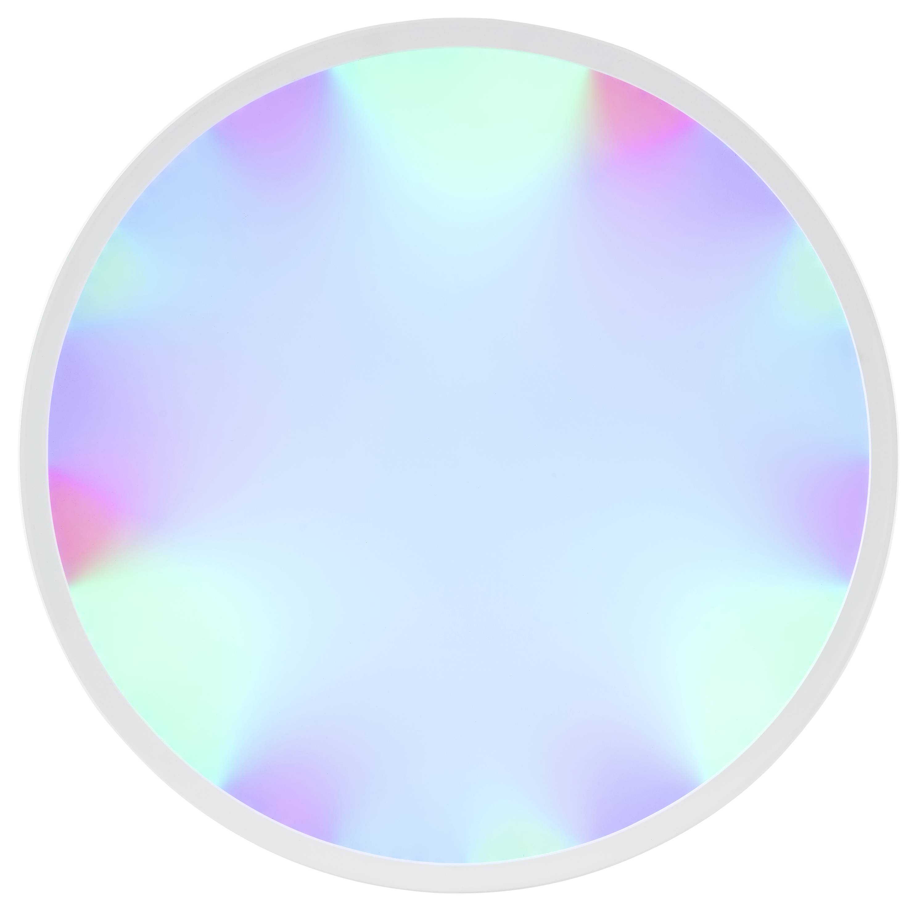 Kruh s gradientom pastelových farieb, vrátane modrej, ružovej a zelenej, vytvárajúci jemný, dúhovo sa lesknúci vzhľad.