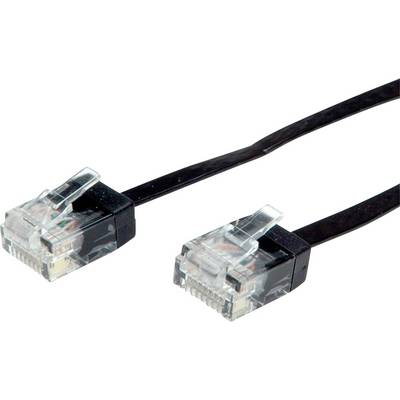 Dva čierne ethernetové káble s priehľadnými konektormi na bielom pozadí.
