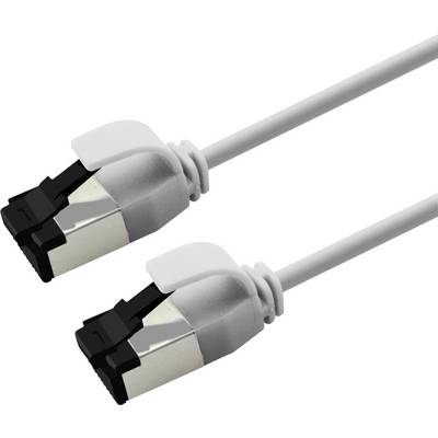 Detailný záber dvoch bielych káblov Ethernet so spojkami RJ45 na jednoduchom pozadí.
