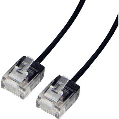 Dva čierne ethernetové káble s priehľadnými konektormi na bielom pozadí, používané na sieťové pripojenia a prenos údajov.