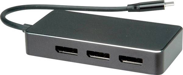 Value USB-C® adaptér [1x USB-C® zástrčka - 3x zásuvka DisplayPort] VALUE Multi-Display Adapter USB Typ C - 4K UHD