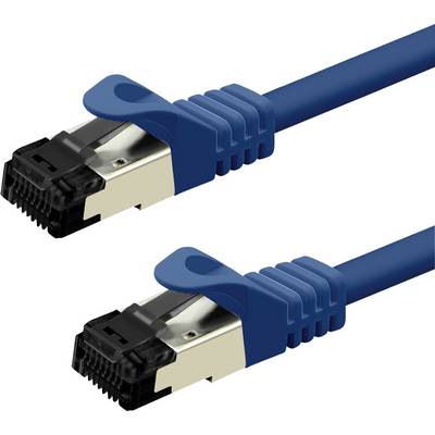 Dva modré ethernetové káble s čiernymi konektormi na bielom pozadí, ktoré ilustrujú komponenty sieťovej konektivity.