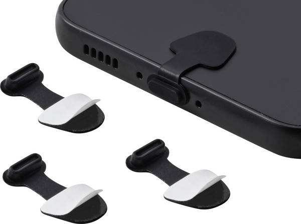Protiprachový kryt Renkforce USB-C® pre mobilné zariadenia, sada 3 kusov, čierny