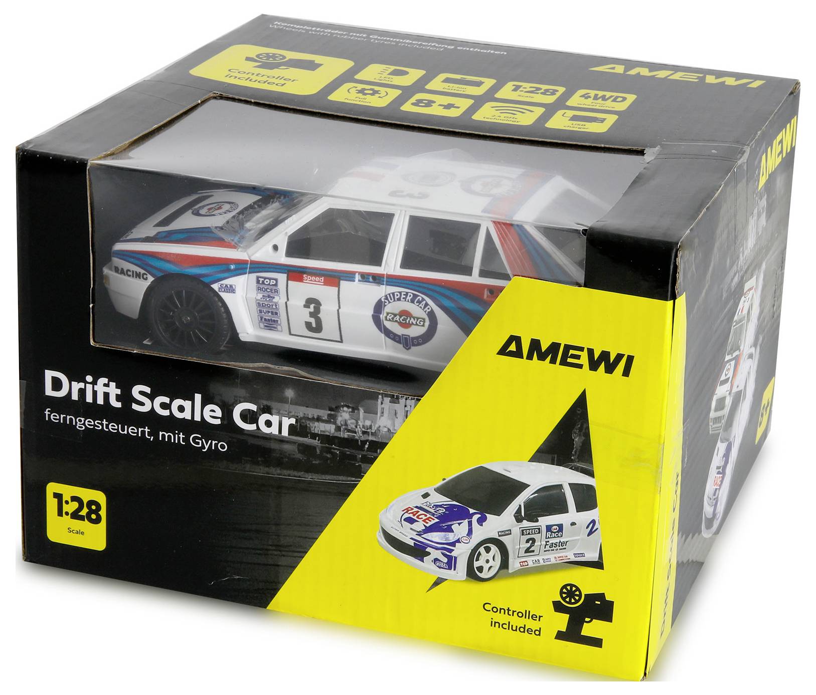 Amewi RC-Modell viacfarebná komutátorový 1:28 vozidlo elektrický drift 4WD (4x4) RtR 2,4 GHz-9