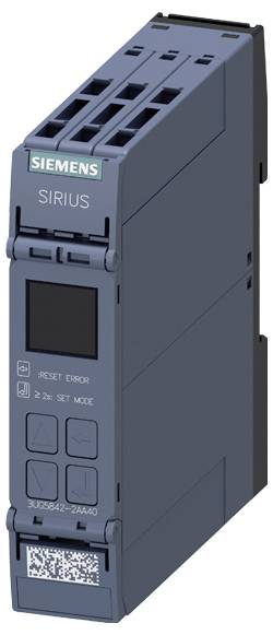 Zariadenie Siemens SIRIUS, tmavosivej farby, s tlačidlami a indikátormi. Používa sa na priemyselnú kontrolu a automatizáciu. Model "3UG5642-2AA00".