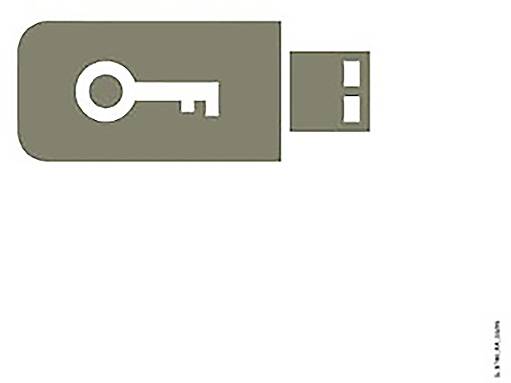 Ikona USB kľúča s symbolom kľúča, ktorý naznačuje bezpečné ukladanie údajov.