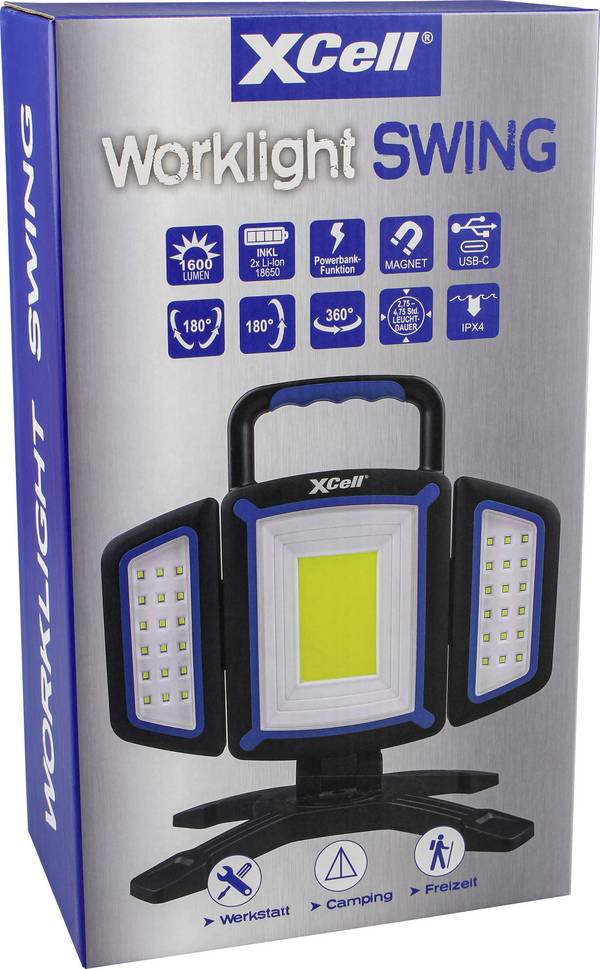 XCell 151274  COB LED akumulátorové pracovné svietidlo  napájanie z akumulátora  1600 lm