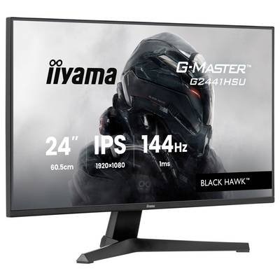 Displej herného monitora zobrazuje špecifikácie: 24-palcová obrazovka, technológia IPS, rozlíšenie 1920x1080, obnovovacia frekvencia 144Hz, čas odozvy 1ms.
