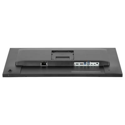 Zadný pohľad na počítačový monitor s rôznymi portami vrátane HDMI, USB a Ethernetu.