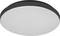 Okrúhle, ploché stropné svetlo s čiernym vonkajším okrajom a bielym povrchom.