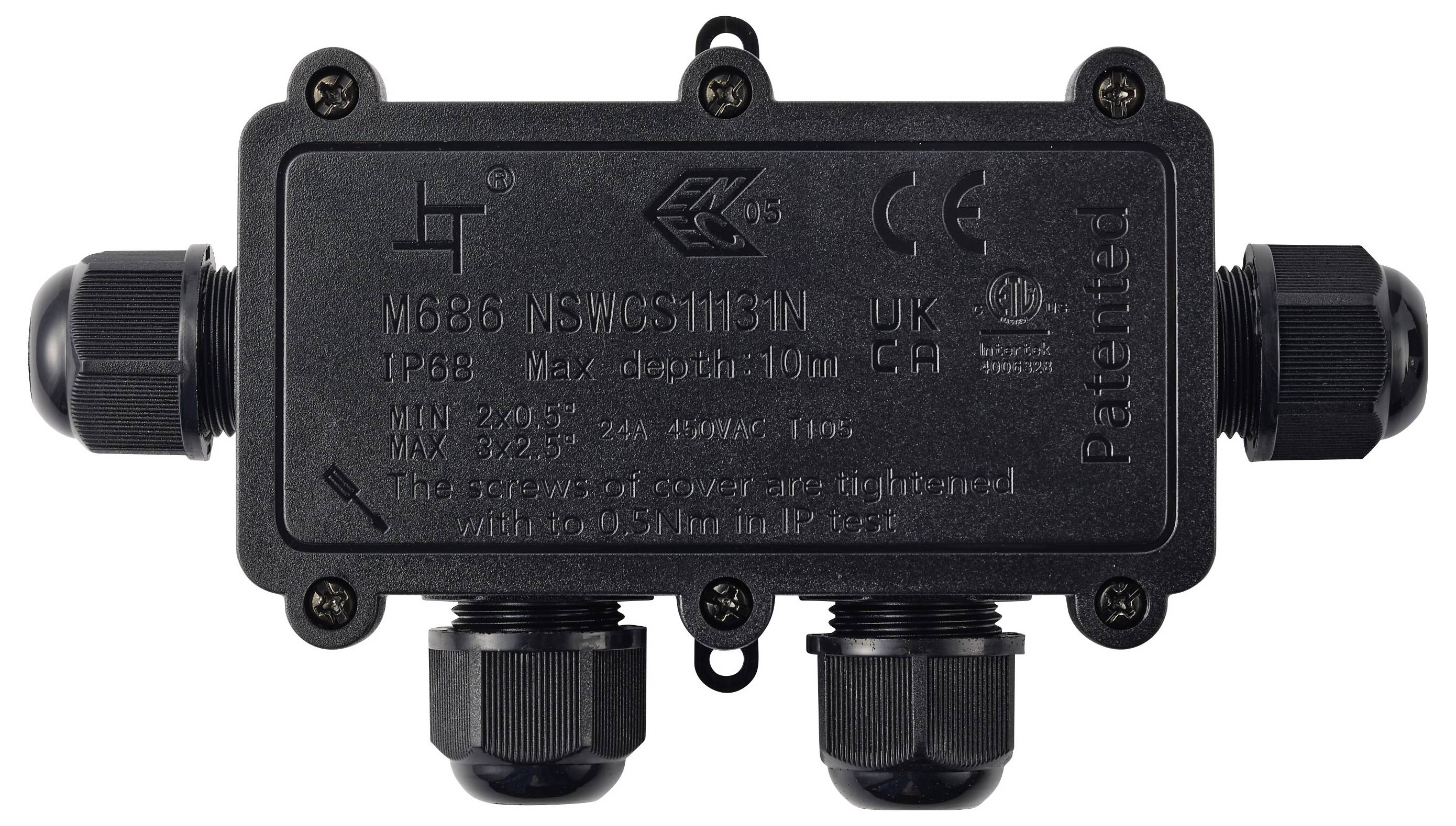 Rozvodná krabica TRU COMPONENTS IP68 Vodotesná, 4 vstupy, 0,5-2,5 mm² čierna TRU COMPONENTS Množstvo: 1 ks-1