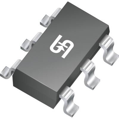 Mikročip s logom obsahujúcim štylizované písmeno „G" a hviezdu, zobrazené z naklonenej perspektívy s kovovými konektormi na každej strane.