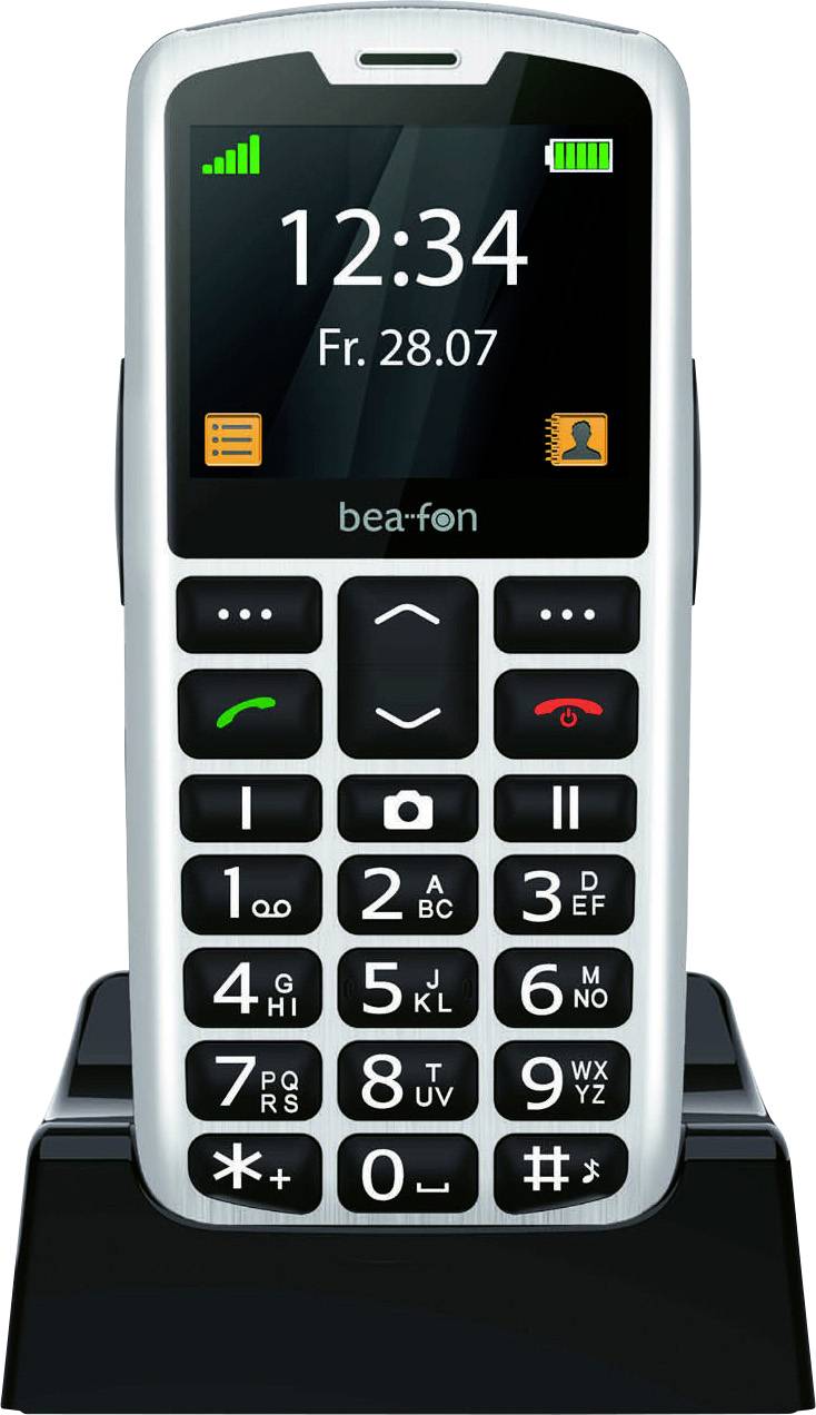 Beafon SL260 2 G Senioren mobiele telefoon SOS-knop, Met laadstation Zwart, Zilver
