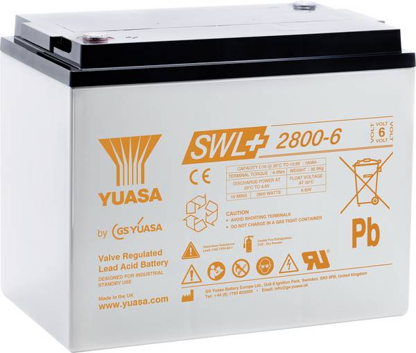 Yuasa SWL+2800-6 olovený akumulátor olovený so skleneným rúnom 180 Ah 6 V 1 ks