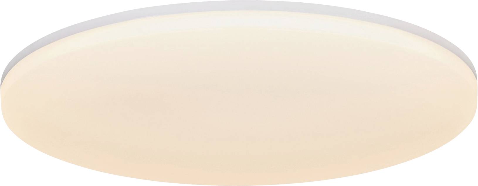 Okrúhla, plochá, stropne umiestnená LED svetelná armatúra s mäkkým, rozptýleným svetlom, určená na vnútorné použitie.