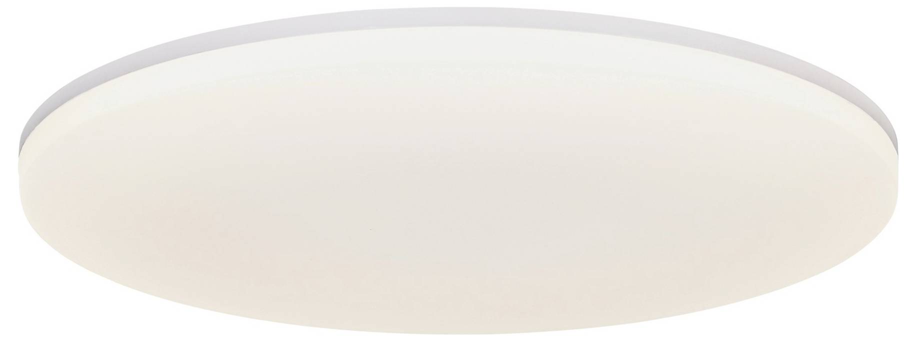 Okrúhly, moderný stropný svietidlo s hladkým, bielym povrchom, poskytujúce rovnomerné a jemné osvetlenie, vhodné do rôznych interiérov.