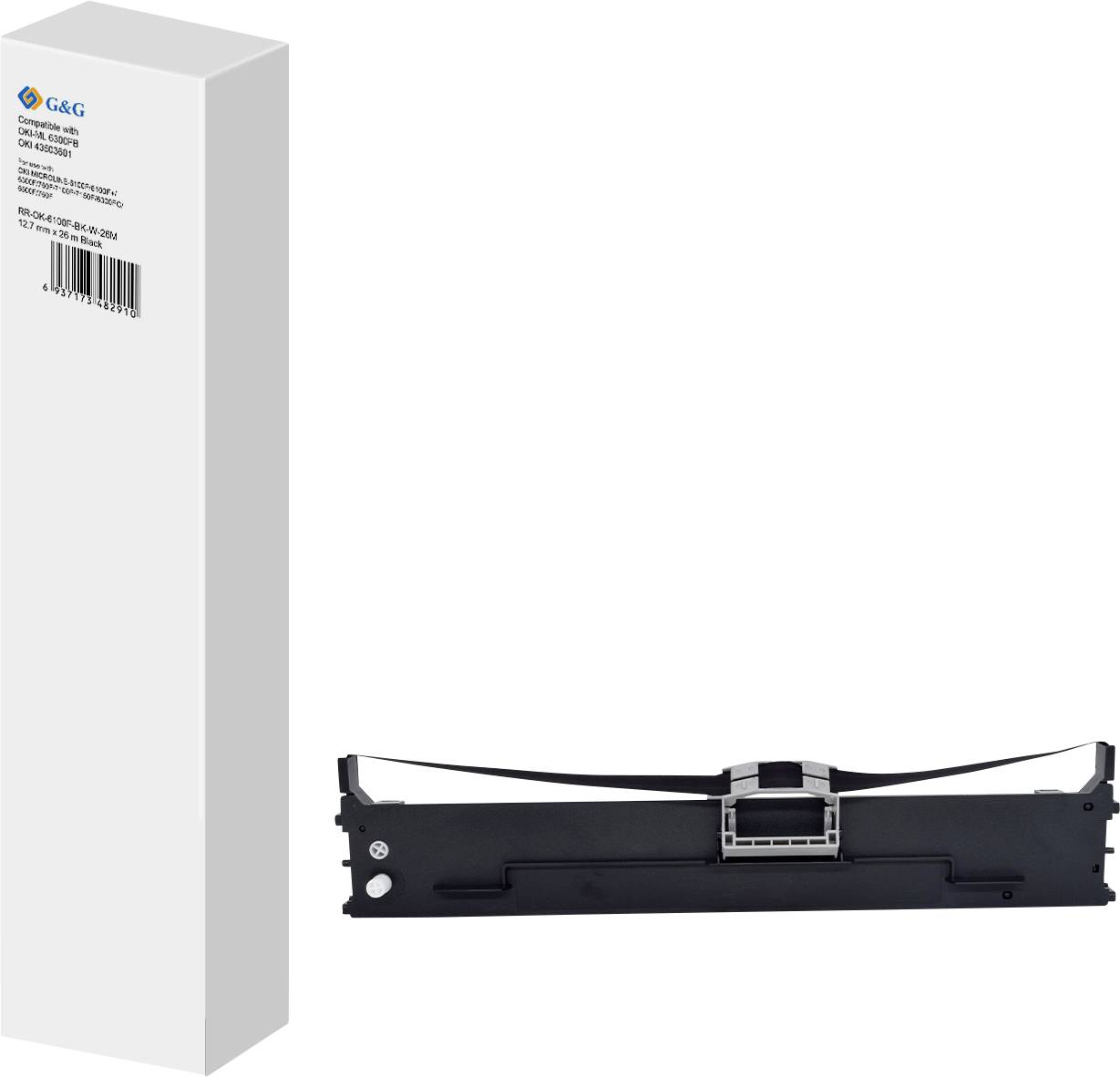 G&G Kleurtape RR-OK-6100F-BK-W-26M Geschikt voor apparatuur (merk): OKI Zwart 1 stuk(s)
