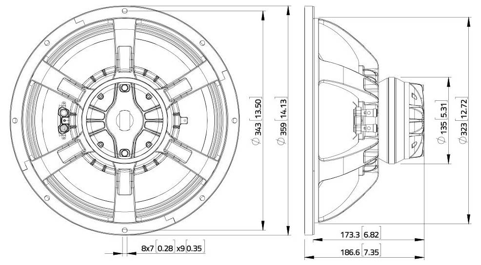 Lavoce CAN143.00T 13.5 palca basový reproduktor 8 Ω-2
