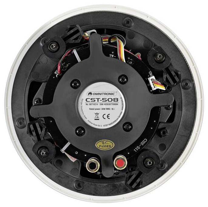 Omnitronic CST-508 2cestný koaxiálny zabudovateľný reproduktor 8 Ω biela 1 ks-3