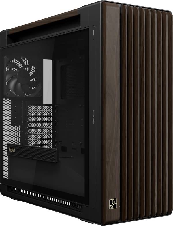 Asus GEH PROART PA602 WALNUT WOOD TG PWM midi tower PC skrinka čierna, drevo