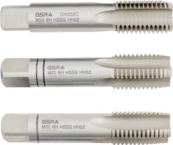 GSR B00105300 ručný závitník metrický M22 DIN 352 HSS 3 ks