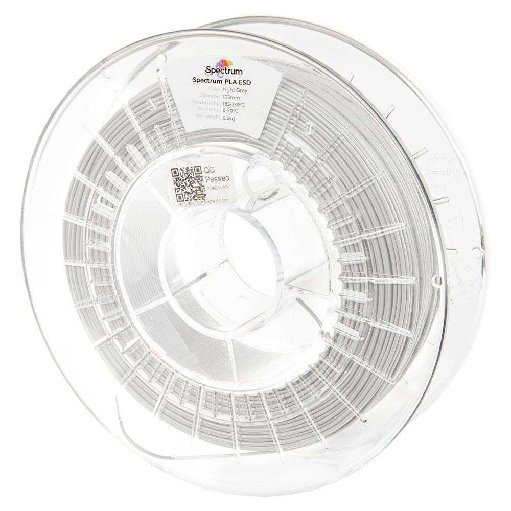 Spectrum Filaments 81644 Filament ESD PLA ESD-veilig, Highspeed filament 1.75 mm 500 g Light Grey, Lichtgrijs, Lichtgrijs 1 stuk(s)