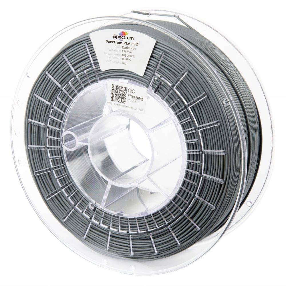 Spectrum Filaments 81653 Filament ESD PLA ESD-veilig, Lage dichtheid 1.75 mm 1000 Dark grey, Donkergrijs, Grijs 1 stuk(s)
