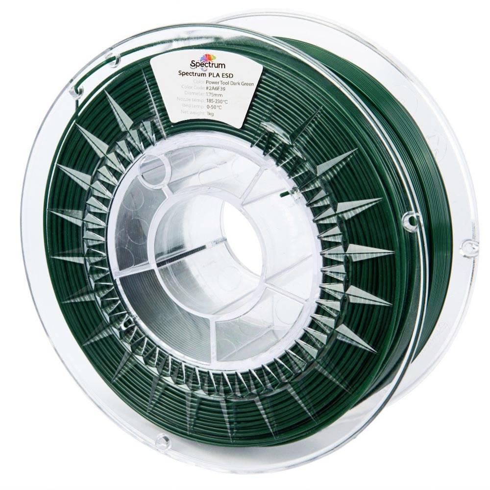 Spectrum Filaments 81656 Filament ESD PLA ESD-veilig, Highspeed filament 1.75 mm 1000 g Power Tool Dark Green, Groen 1 stuk(s)