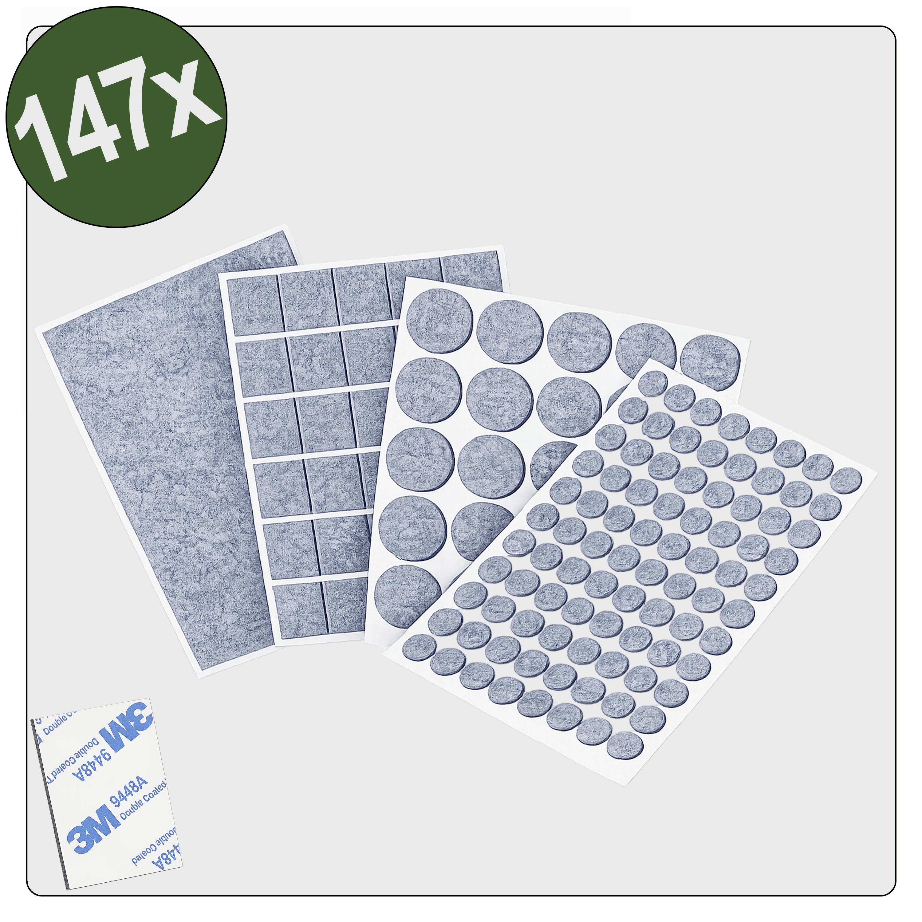 Quadrios 26SA124 Viltglijders Zelfklevend, Rond Grijs 147 stuk(s) Package