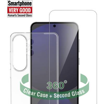 Pútko na puzdro a druhé sklo pre smartfón, poskytujúce 360-stupňovú ochranu. Text znie: „Smartfón VEĽMI DOBRÝ, 4smarts Second Glass."