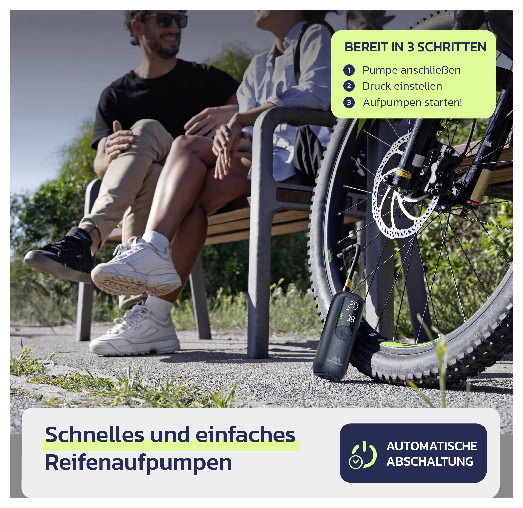 Woowind WO-LP1 Elektrická pumpa na bicykel, vzduchový kompresor-8