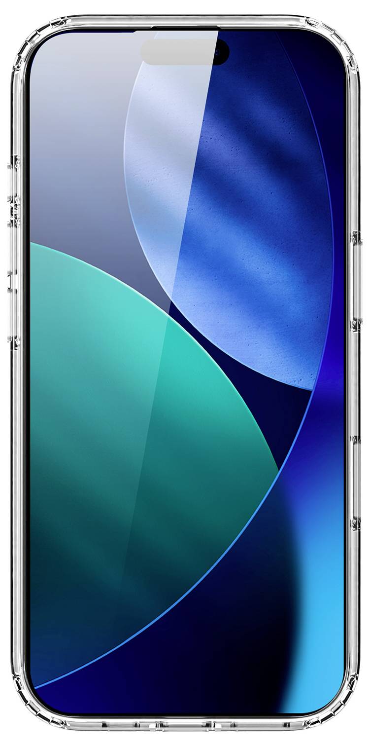 Smartphone s farebným abstraktným návrhom na displeji s prekrývajúcimi sa modrými a zelenými kruhovými tvarmi.